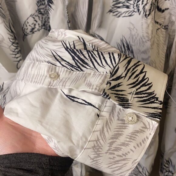 Twisted tailor mens button up 4x skinny collared shirt crows in white NWT - Picture 9 of 10